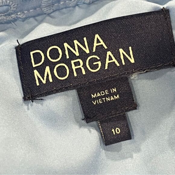 Donna Morgan Blue Eyelet Button-Up short sleeves straight cut dress size 10 - Picture 10 of 13